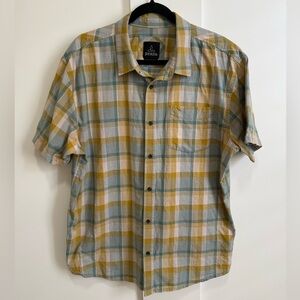Prana Plaid Short Sleeve Shirt XL Button up Outdoor Casual Everyday Hiking Trek